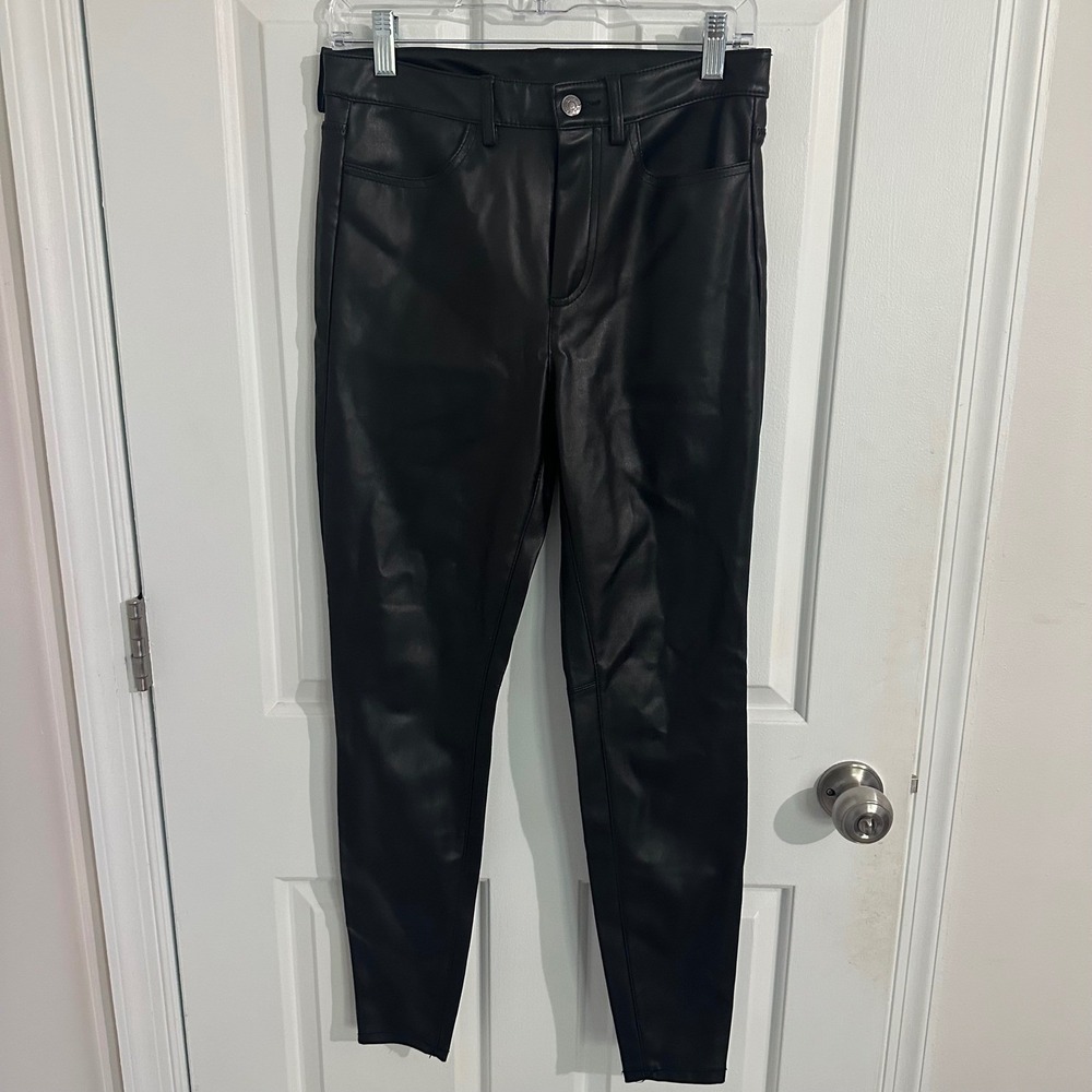 Free People Faux Leather Pants Size‎ 29 Black High Rise Skinny Leg